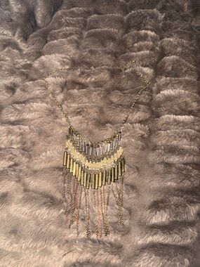Gold & Silver Multi-Tier Fringe Western Statement Necklace